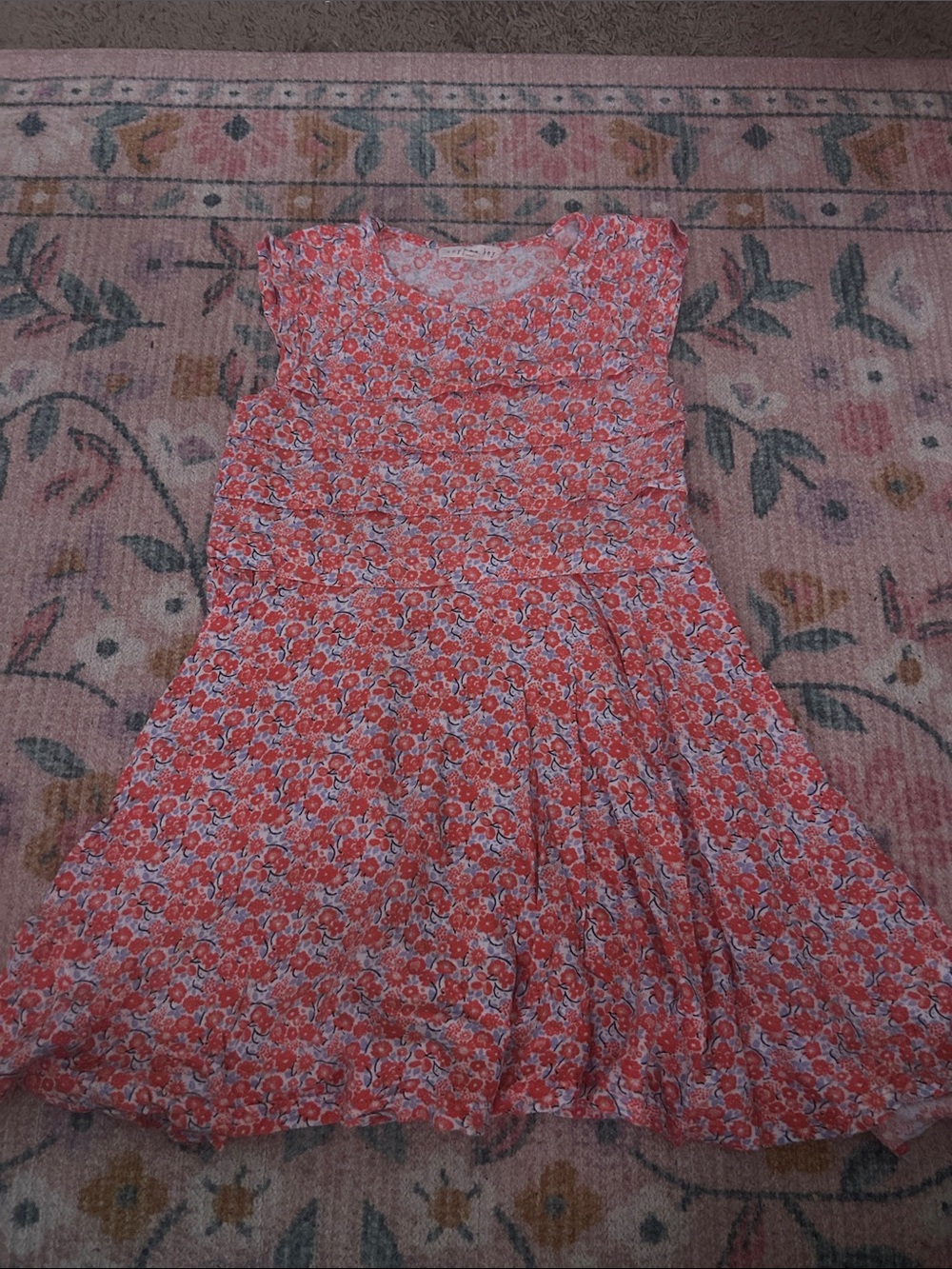 Copper Key Coral Floral Fit-and-Flare Cap-Sleeve Dress
